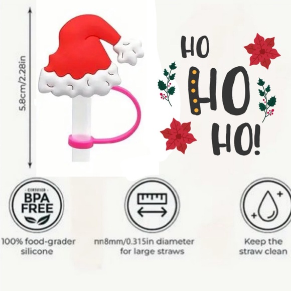 Santa Hat Straw Topper/Cover, NEW, Merry Christmas - Picture 8 of 8